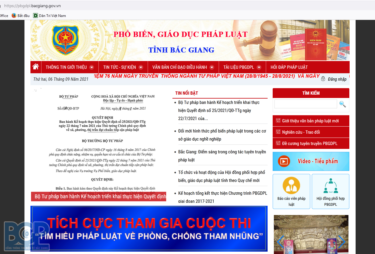 Thể lệ Cuộc thi trực tuyến “Tìm hiểu pháp luật về phòng, chống tham nhũng” trên địa bàn tỉnh Bắc Giang