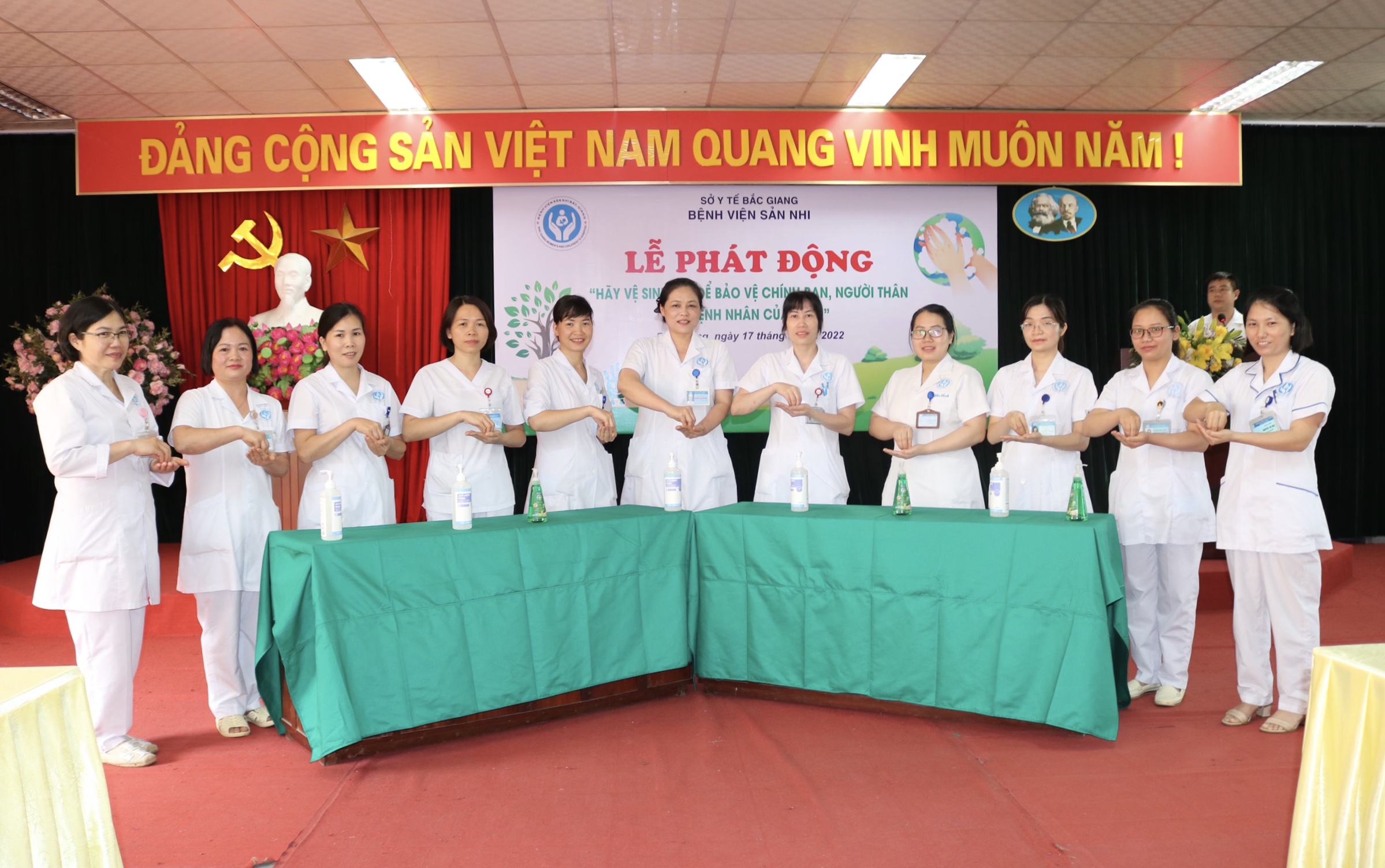 Bệnh viện Sản Nhi Bắc Giang phát động Chiến dịch vệ sinh tay năm 2022 với chủ đề “Hãy vệ sinh tay để bảo vệ chính bạn, người thân và bệnh nhân của mình”