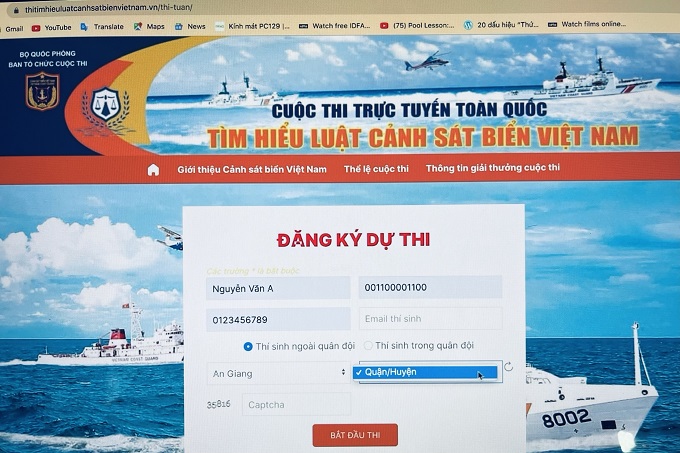 Thể lệ Cuộc thi trực tuyến toàn quốc "Tìm hiểu Luật Cảnh sát biển Việt Nam"