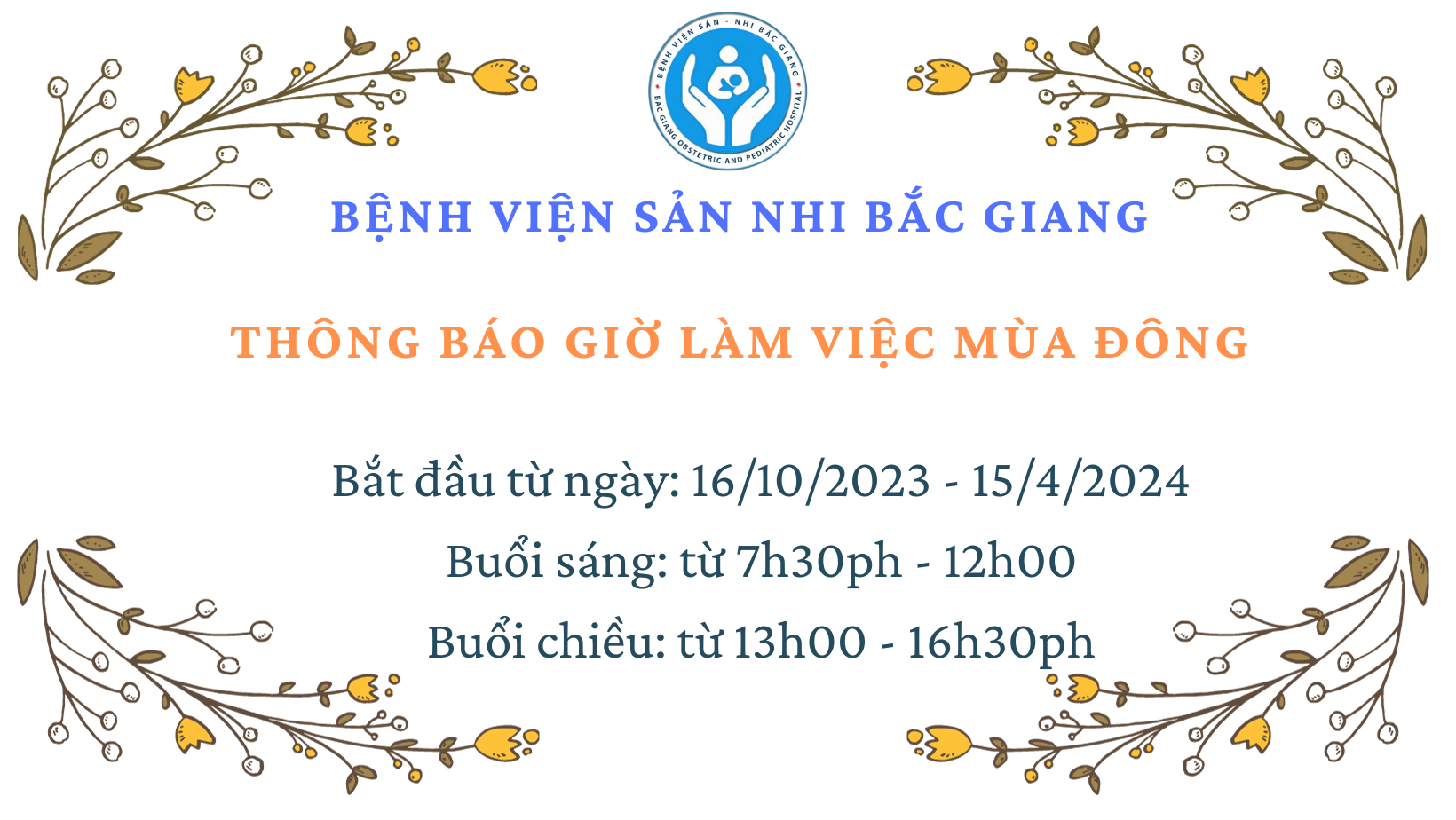 Thông báo giờ làm việc mùa đông