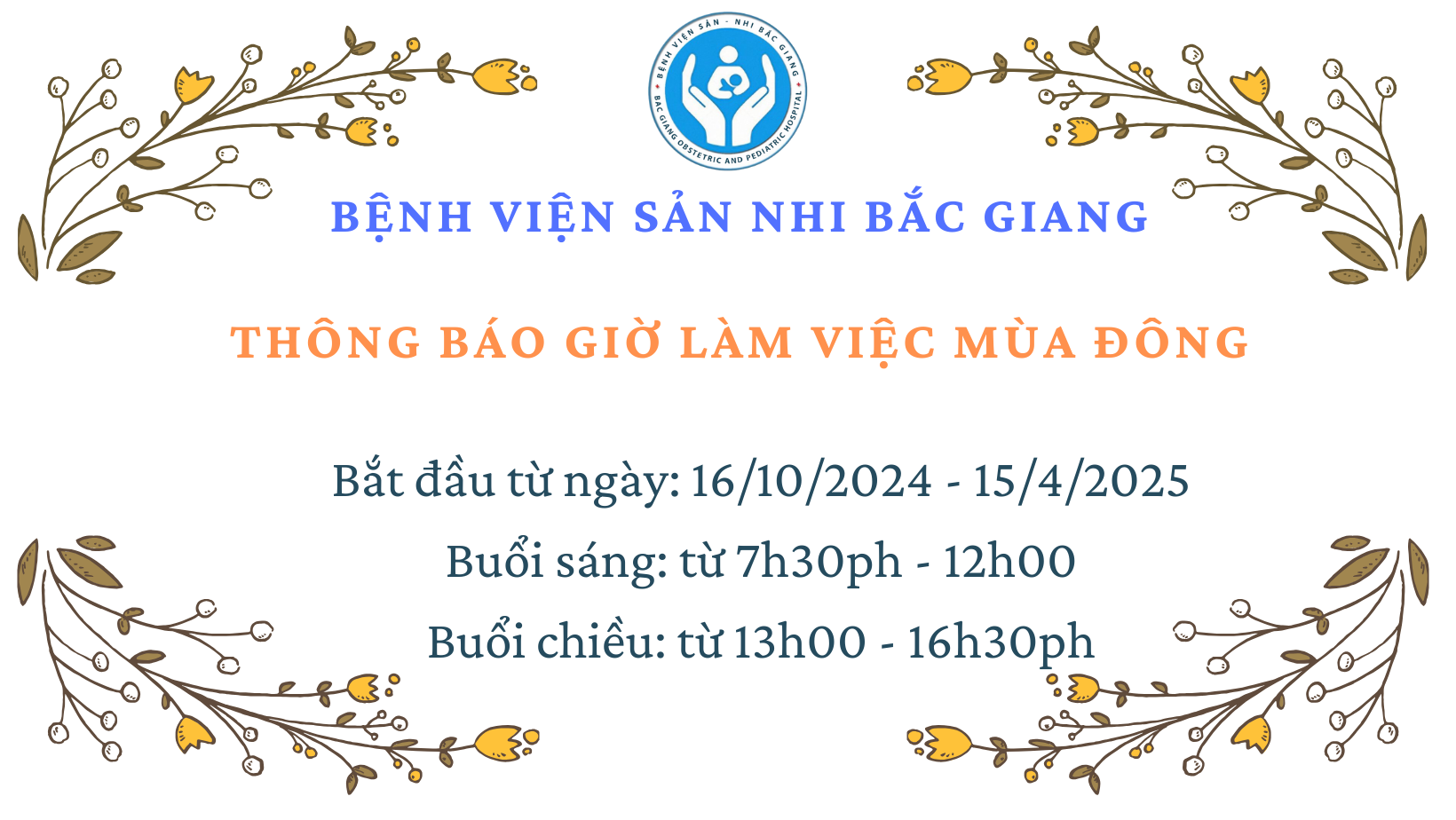 Thông báo giờ làm việc mùa đông