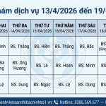 Lịch khám dịch vụ từ 13/4/2026 đến 19/4/2026