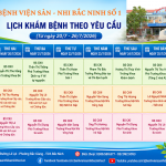 Lịch khám dịch vụ từ ngày 20/7 - 26/7/2026