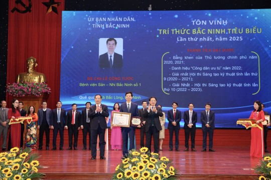 Giám đốc Bệnh viện Sản Nhi Bắc Ninh Số 1 Lê Công Tước vinh dự được trao tặng Danh hiệu “Trí thức Bắc Ninh tiêu biểu"