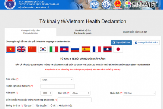 Dịch COVID-19: Hành khách bay nội địa, đi tàu hoả, xe khách phải khai báo y tế bắt buộc