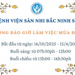 THÔNG BÁO GIỜ LÀM VIỆC MÙA ĐÔNG NĂM 2025