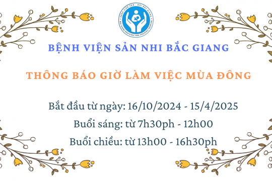 Thông báo giờ làm việc mùa đông